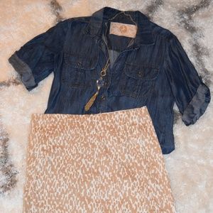 Tan & White J.Crew skirt